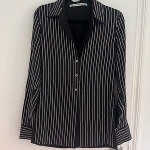 Alexander Wang 100% silk sequined striped blouse.